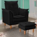 Ver imagem 2 de Poltrona Decorativa Sala de Estar Quarto Leitura Paris Suede:preto