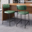 Ver imagem 2 de Kit 02 Banquetas Médias para Cozinha Lila Estofada com Encosto Couríssimo Verde - Desk Design
