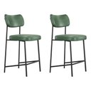 Ver imagem 1 de Kit 02 Banquetas Médias para Cozinha Lila Estofada com Encosto Couríssimo Verde - Desk Design