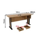 Ver imagem 2 de Mesa de Escritorio 2 Gavetas e Chave 160 Cm Me4193 Amendoa Preto Tecno Mobili