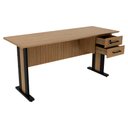 Ver imagem 3 de Mesa de Escritorio 2 Gavetas e Chave 160 Cm Me4193 Amendoa Preto Tecno Mobili