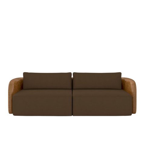 Sofá Living Sala de Estar Abel 220cm Bipartido Pés de Madeira Pu/veludo Caramelo/marrom G33 - Gran B