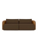 Ver imagem 1 de Sofá Living Sala de Estar Abel 220cm Bipartido Pés de Madeira Pu/veludo Caramelo/marrom G33 - Gran B