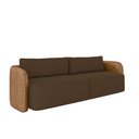 Ver imagem 5 de Sofá Living Sala de Estar Abel 220cm Bipartido Pés de Madeira Pu/veludo Caramelo/marrom G33 - Gran B