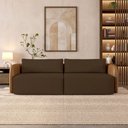 Ver imagem 2 de Sofá Living Sala de Estar Abel 220cm Bipartido Pés de Madeira Pu/veludo Caramelo/marrom G33 - Gran B