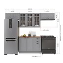 Ver imagem 4 de Armário de Cozinha Modulada Compacta Fidelitá Nara 100% MDF 4 Peças 280cm 10 Portas 2 Gavetas com