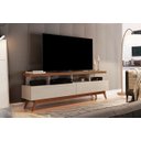 Ver imagem 2 de Rack Retrô TV Até 72 Polegadas Pés De Madeira 2 Gavetas 4 Nichos Vivare Wood 1.60:Off White/Freijó