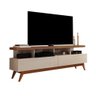 Rack Retrô TV Até 72 Polegadas Pés De Madeira 2 Gavetas 4 Nichos Vivare Wood 1.60:Off White/Freijó - 1