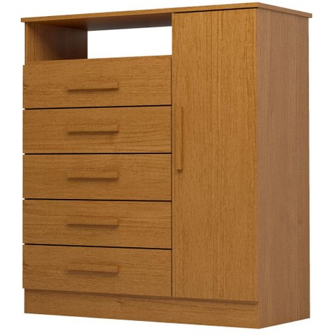 Cômoda Acp Madri com 5 Gavetas e Sapateira Lateral - Cinamomo