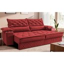 Ver imagem 1 de Sofá Retrátil e Reclinável 2,40m com Porta Copos e Molas Cosmos Velusoft Vermelho Cama Inbox