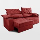 Ver imagem 2 de Sofá Retrátil e Reclinável 2,40m com Porta Copos e Molas Cosmos Velusoft Vermelho Cama Inbox