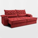 Ver imagem 3 de Sofá Retrátil e Reclinável 2,40m com Porta Copos e Molas Cosmos Velusoft Vermelho Cama Inbox