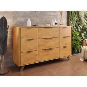 Cômoda Buffet Olimpia 9 Gavetas 100% Mdf Peroba - Móveis Europa
