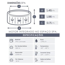 Banheira Ofurô Hidro Piscina Spa Inflável 795 Litros com Bomba Filtro Aquecedor e Bolhas Intex - 5