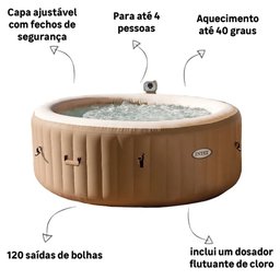 Banheira Ofurô Hidro Piscina Spa Inflável 795 Litros com Bomba Filtro Aquecedor e Bolhas Intex - 2