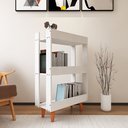Ver imagem 4 de Estante para Livro com Pés de Madeira Maciça Decoração para Sala ou Quarto - Branco