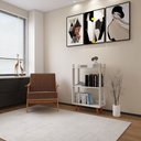 Ver imagem 2 de Estante para Livro com Pés de Madeira Maciça Decoração para Sala ou Quarto - Branco