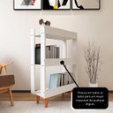 Ver imagem 7 de Estante para Livro com Pés de Madeira Maciça Decoração para Sala ou Quarto - Branco