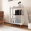 Ver imagem 3 de Estante para Livro com Pés de Madeira Maciça Decoração para Sala ou Quarto - Branco