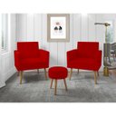 Ver imagem 1 de Kit 2 Poltronas Decorativas Sala Recepção Larah E Puff Vermelho