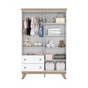 Ver imagem 5 de Guarda Roupa Infantil 4 Portas com Vidro e Puxadores em Madeira Branco/Jequitibá HP Noah