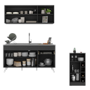Ver imagem 4 de Armário de Cozinha Compacta com Mesa Gourmet Veneza Multimóveis Mp2201 Preto/branco