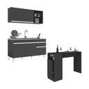 Ver imagem 1 de Armário de Cozinha Compacta com Mesa Gourmet Veneza Multimóveis Mp2201 Preto/branco