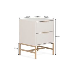 Mesa de Cabeceira Square 2 Gavetas 43 Cm X 40 Cm Off White Suave - 4