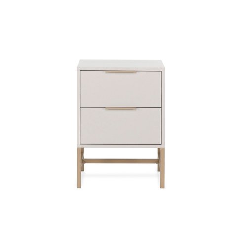 Mesa de Cabeceira Square 2 Gavetas 43 Cm X 40 Cm Off White Suave