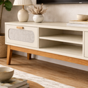 Ver imagem 5 de Rack Santorini 180cm com Pé Madeira Maciça C/ Amplas Gavetas:off White