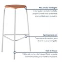 Ver imagem 6 de Kit 6 Banquetas para Cozinha com Base de Aço Cumbuca Branco/Nature