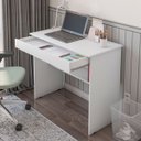 Ver imagem 2 de Escrivaninha Home Office Vitória Prateleira Extra e Gaveta:branco