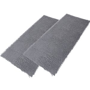 2 Tapetes Passadeira Antiderrapante Bolinha 100x50 Cm Cinza