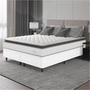 Ver imagem 5 de Cama Box Colchão Casal Queen Molas Ensacadas City Pillow Top 158x198x61cm Linho Branco / Preto