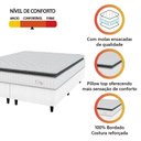 Ver imagem 2 de Cama Box Colchão Casal Queen Molas Ensacadas City Pillow Top 158x198x61cm Linho Branco / Preto