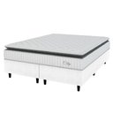 Ver imagem 1 de Cama Box Colchão Casal Queen Molas Ensacadas City Pillow Top 158x198x61cm Linho Branco / Preto