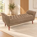 Ver imagem 2 de Recamier Grecia 140 cm Elegante com Revestimento em Suede Capuccino