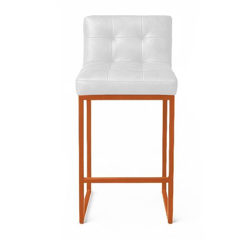 Banqueta Cozinha Alta com Encosto Industrial Bronze Lirina Pu C05 - D’Rossi
