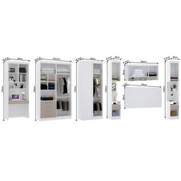 Quarto de Canto Casal com Guarda Roupas Cabeceira e Bancada Home Office Alpes Luciane Móveis - 4