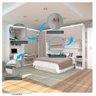 Quarto de Canto Casal com Guarda Roupas Cabeceira e Bancada Home Office Alpes Luciane Móveis - 5