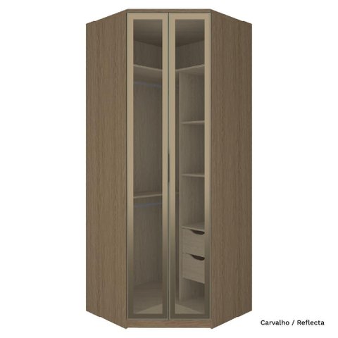 Guarda Roupa Modulado 2 Porta Vidro 234cm 2 Gav Canto Closet