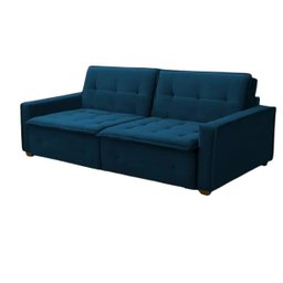 Sofá Cama Casal Veludo Azul Lux Filadélfia Rec Estofados - 1