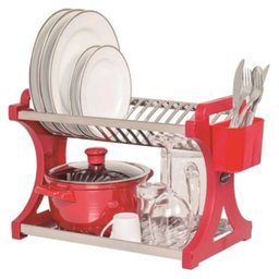 Escorredor 16 Pratos Alto em Aço Inoxidável Vermelho Soltecn. - 2 Escorredor 16 Pratos Alto em Aço Inoxidável Vermelho Soltecn. - 2