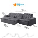 Ver imagem 3 de Sofá Retrátil Reclinável 9 Lugares 410cm com Pillow Veludo Cinza Alasca Megasul