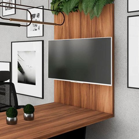 Painel de Tv Sala de Reunião 90cm X 135cm C/ Passa Cabos F5 Cor:nogal
