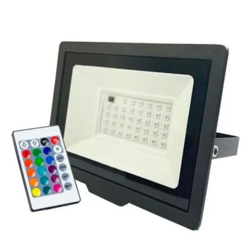 Luminária Refletor 50w Led Rgb Prova Dagua Holofote Bivolt