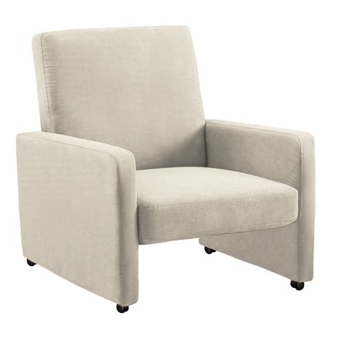 Poltrona Mirella Suede Bege com Rodízios - D'Rossi Poltrona Decorativa;poltrona para Sala;poltrona P