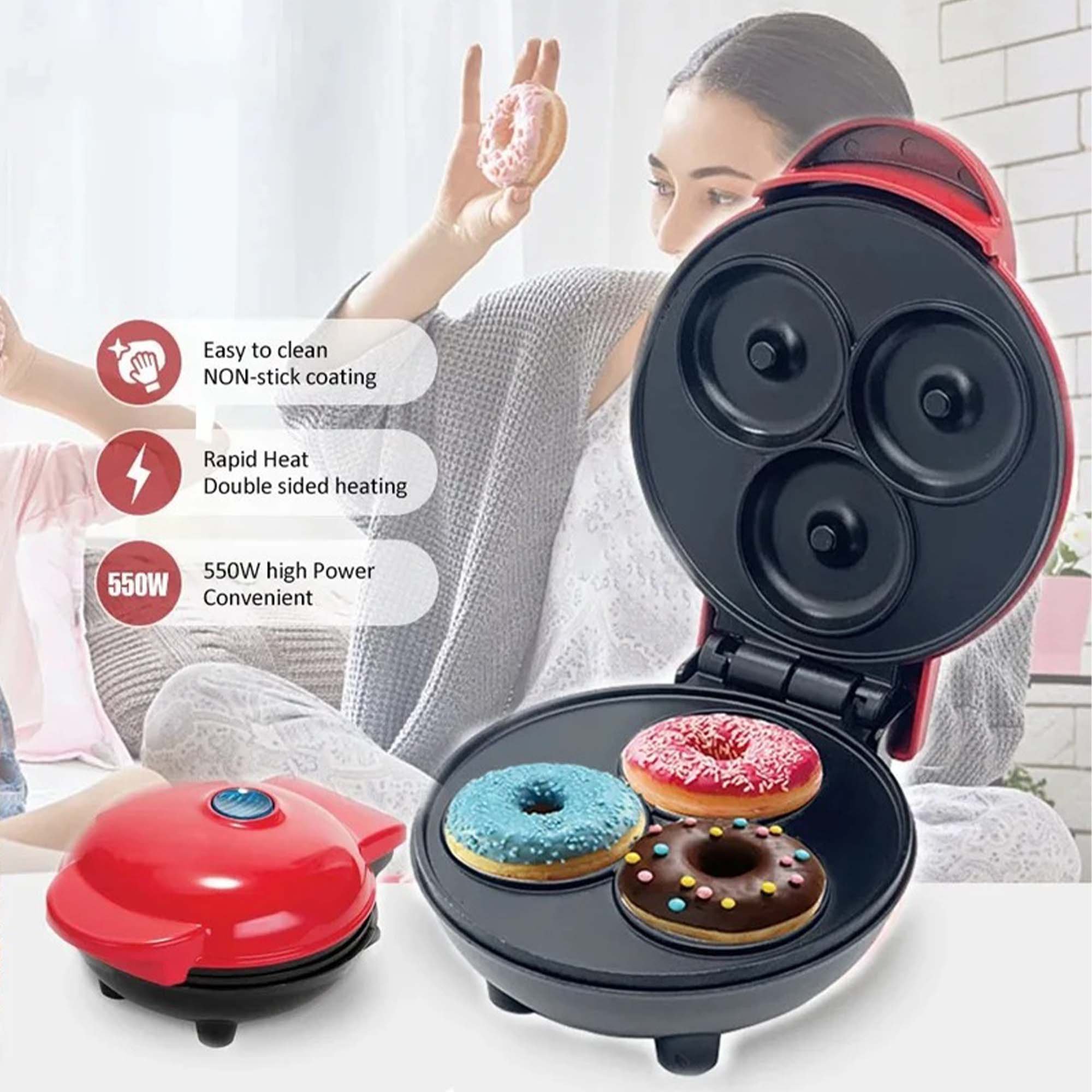 Máquina de Mini Donuts Rosquinhas Cozinha Confeitaria Sobremesa Crianças Culinária Antiaderente Bisc - 17