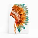 Ver imagem 1 de Cocar Indígena Penas Coloridas Índio Quadro Canvas 60x40cm