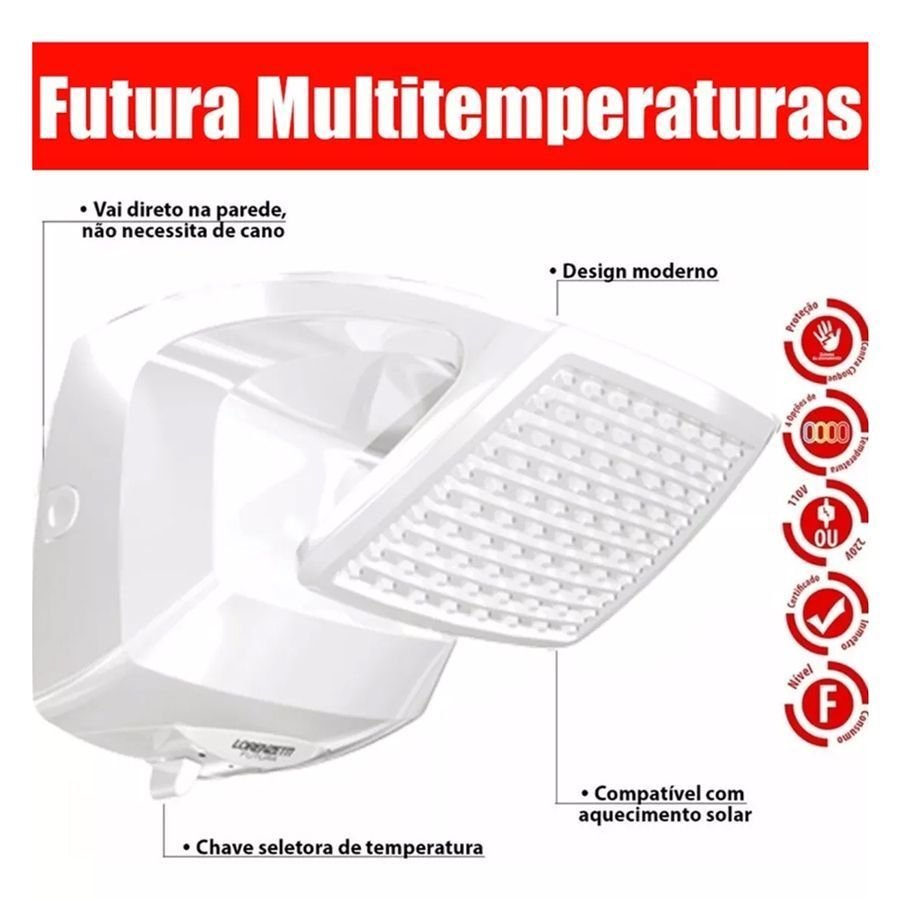 Chuveiro Ducha Futura Multitemperaturas 220v7500w Lorenzetti - 3